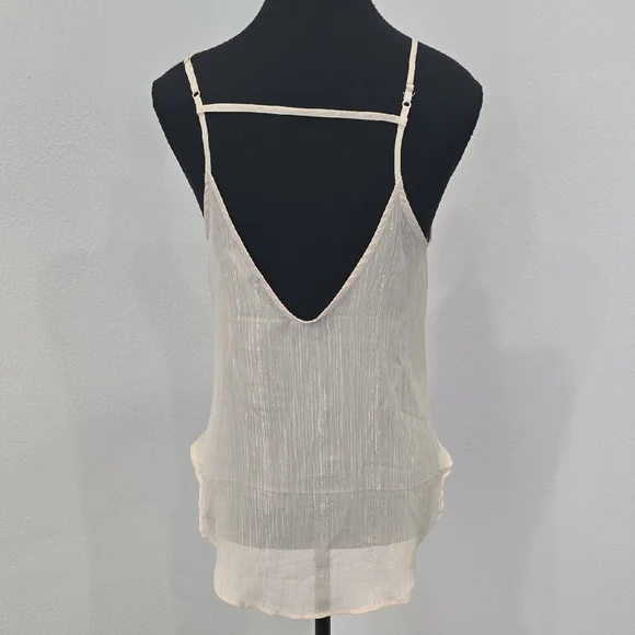 Astr Cream Camisole Top, V Neck, Silky, Small, Straps - Picture 2 of 5